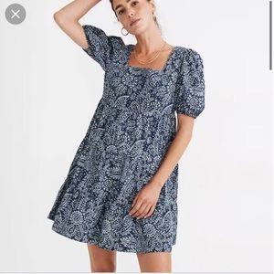 NWT Madewell tiered square neck mini dress size 10